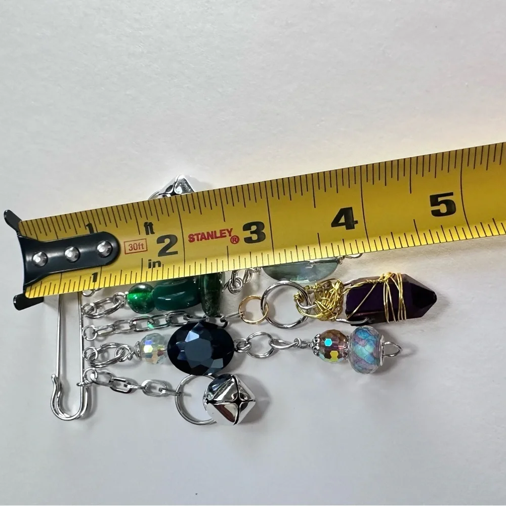 Brooch Pin Hand Crafted | Glass Beaded Artisan Multicolor Wire-Wrapped OOAK